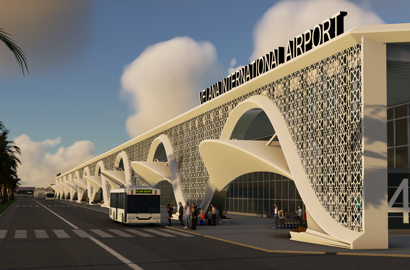 Velana International Airport new terminal with Islamic geometric screen facade