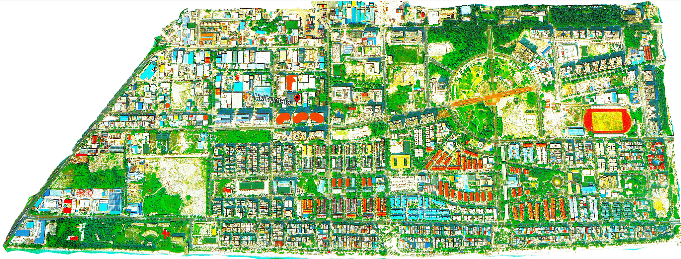 Vectorised satellite view of Hulhumalé Phase 1 showing extensive green areas
